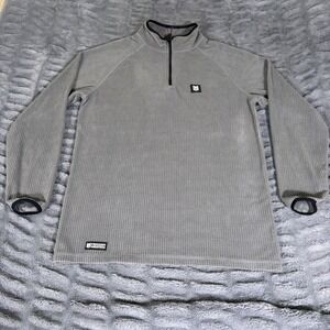 Freedom Industries Mens Gray Waffle Grid Fleece Quarter Zip Pullover Large AQ499